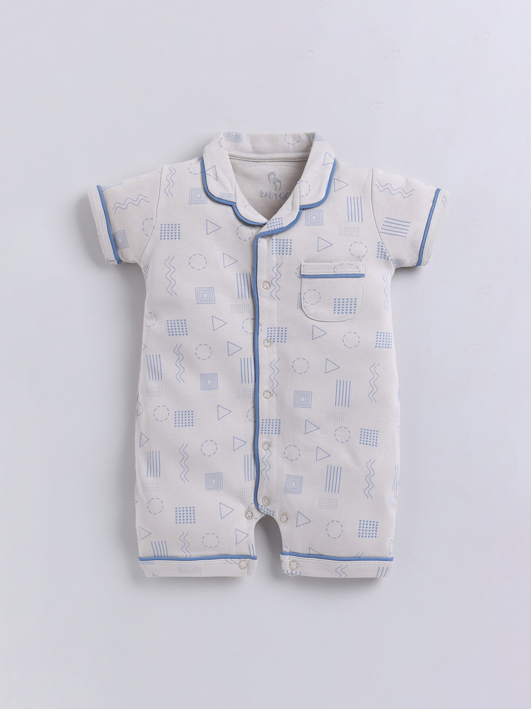 

BABY GO Infants Printed Cotton Rompers, Grey