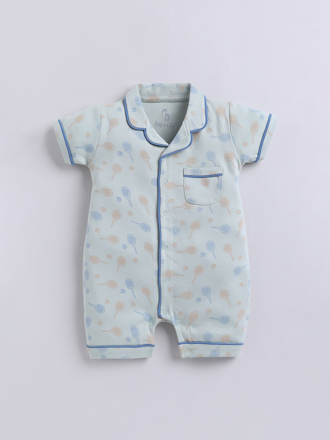

BABY GO Infants Printed Cotton Rompers, Green