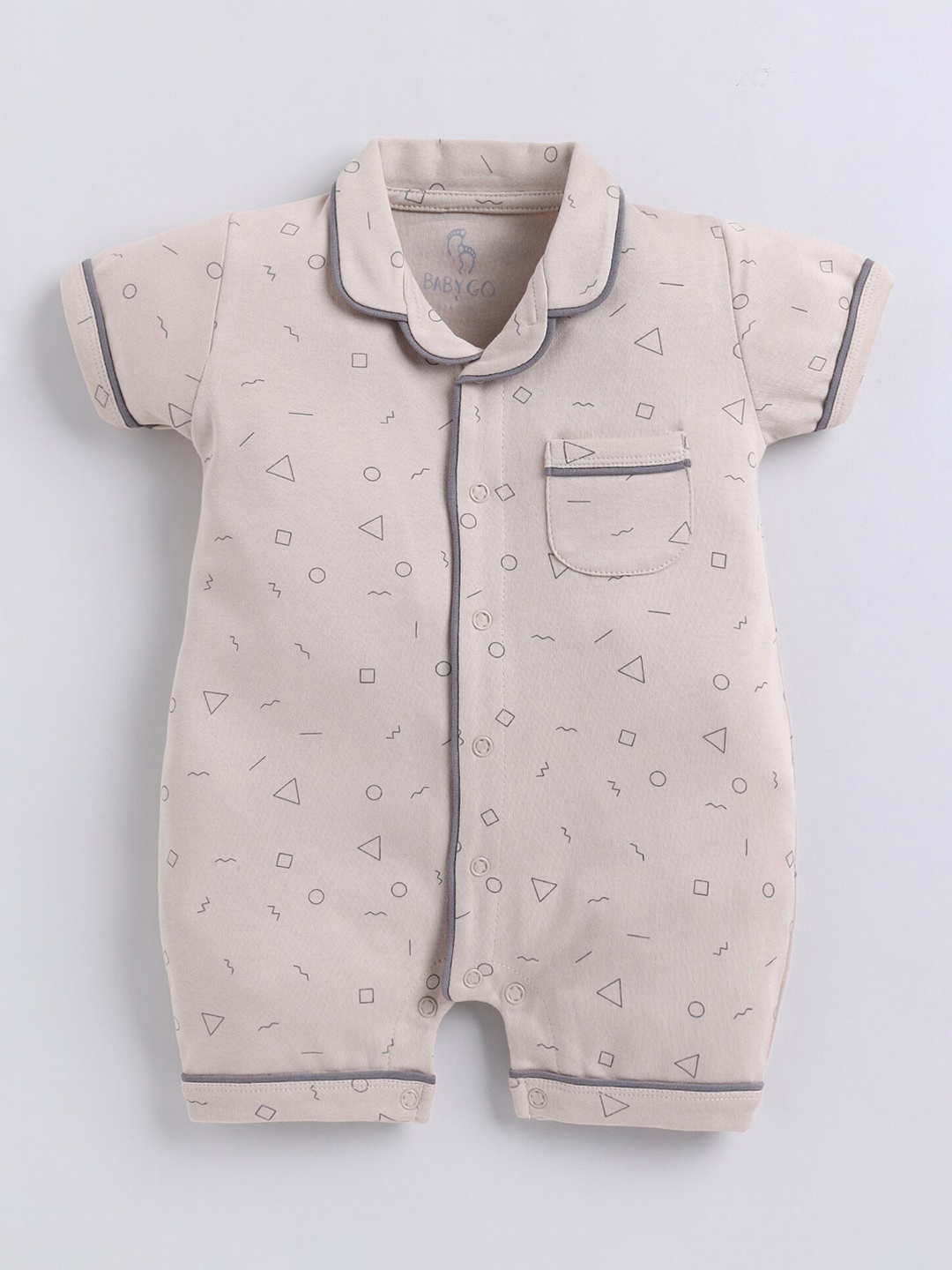 

BABY GO Infants Printed Cotton Rompers, Beige