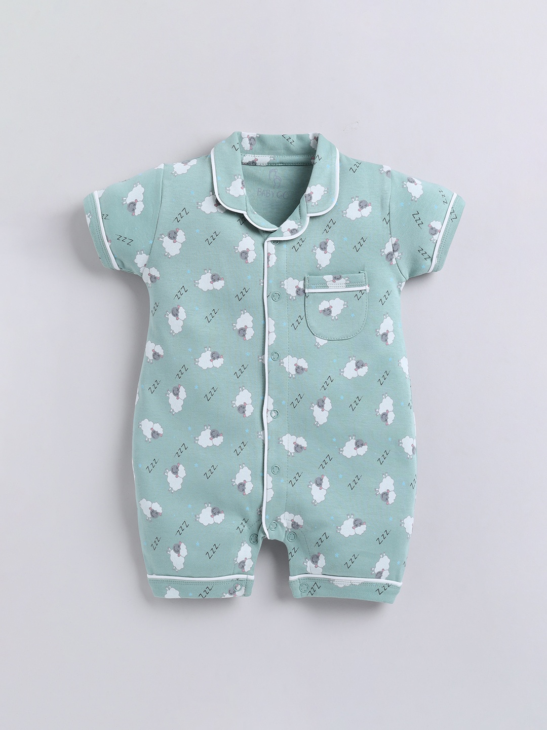 

BABY GO Infants Printed Cotton Rompers, Green