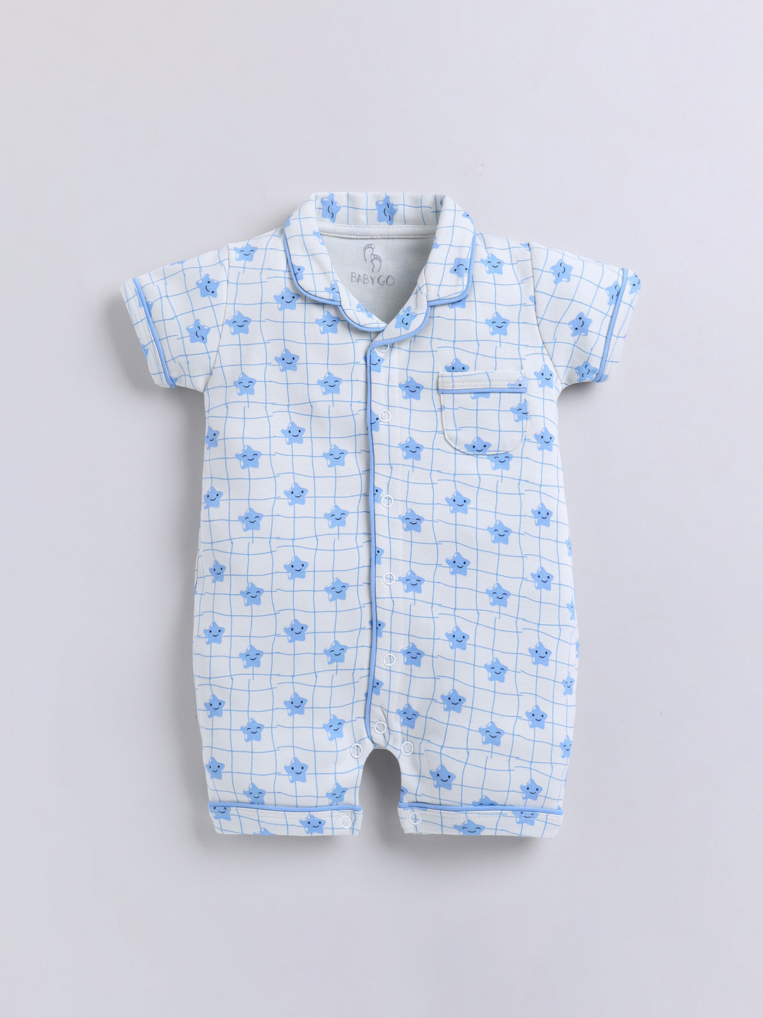 

BABY GO Infants Printed Cotton Rompers, Grey