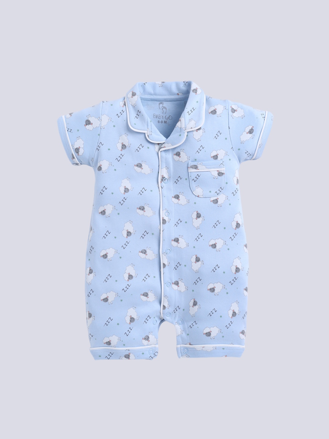 

BABY GO Infants Printed Cotton Rompers, Blue