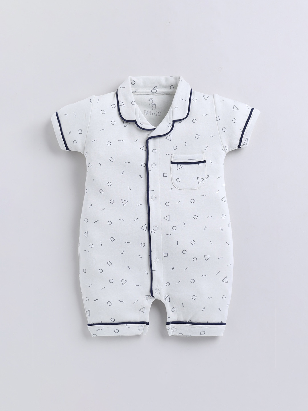 

BABY GO Infants Printed Cotton Rompers, Grey