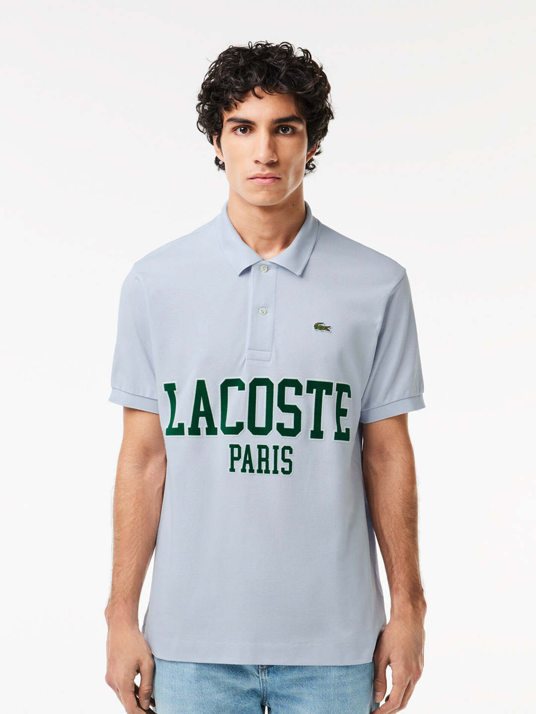 

Lacoste Typography Printed Polo Collar Pure Cotton T-shirt, Blue