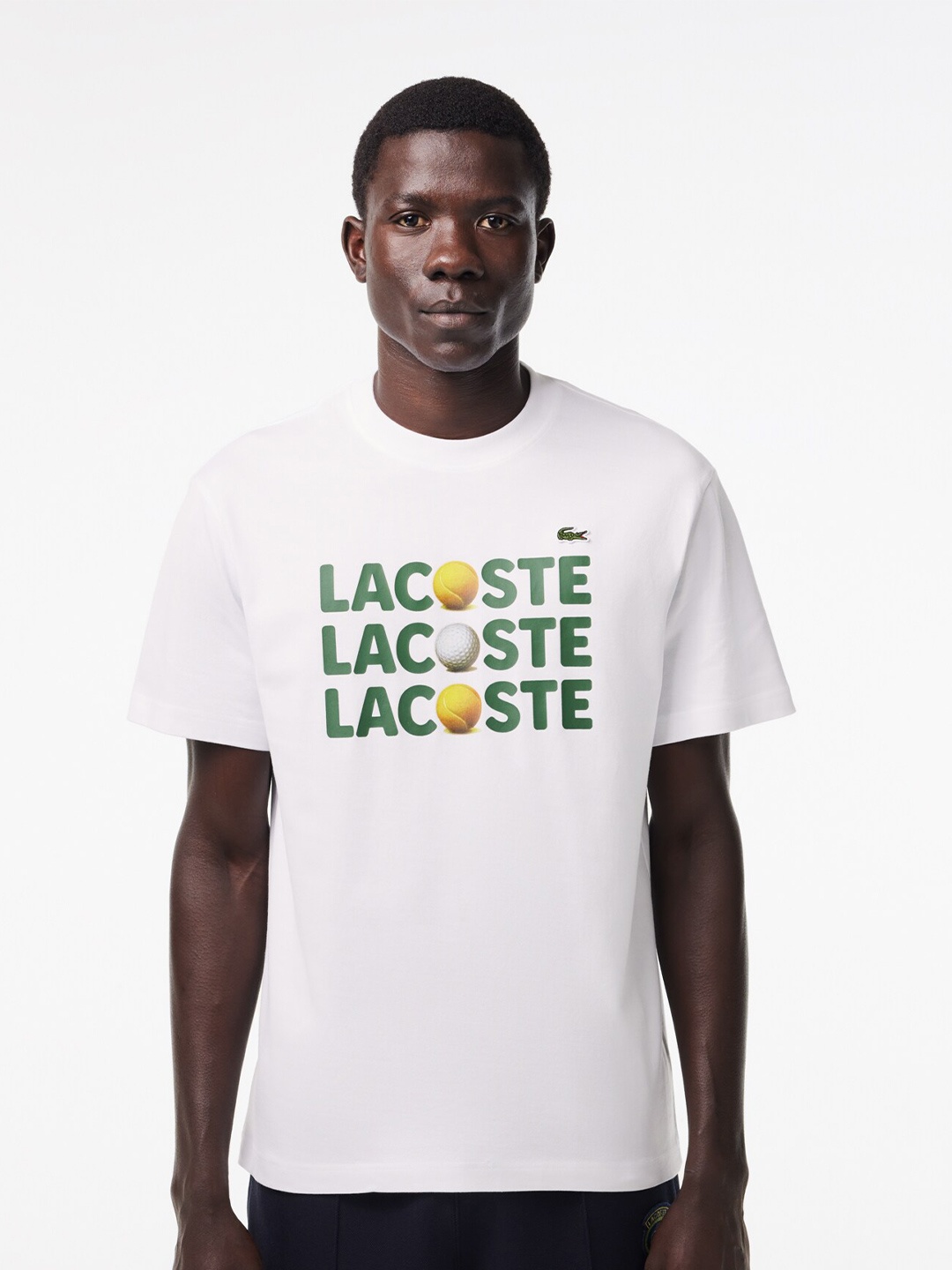 

Lacoste Typography Printed Round Neck Cotton T-shirt, White