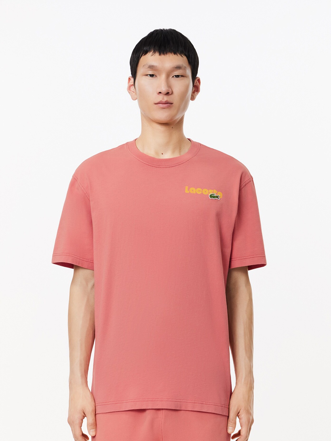 

Lacoste Typography Printed Pure Cotton T-shirt, Pink