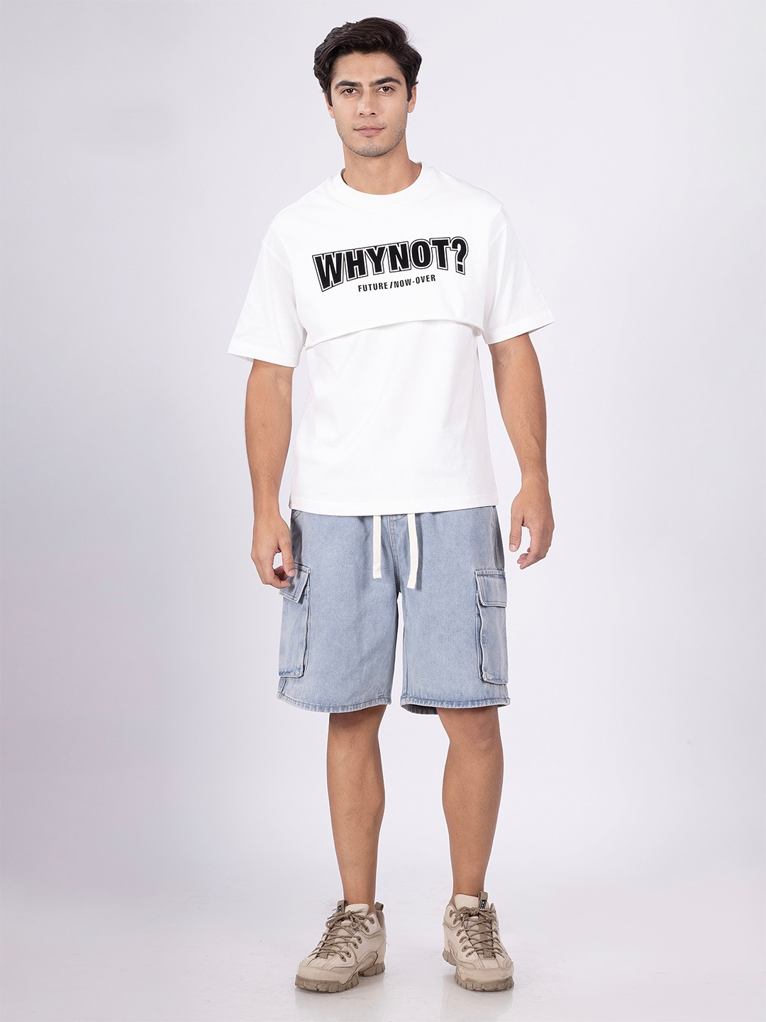

DIMEH Typography Printed Round Neck T-shirt, White