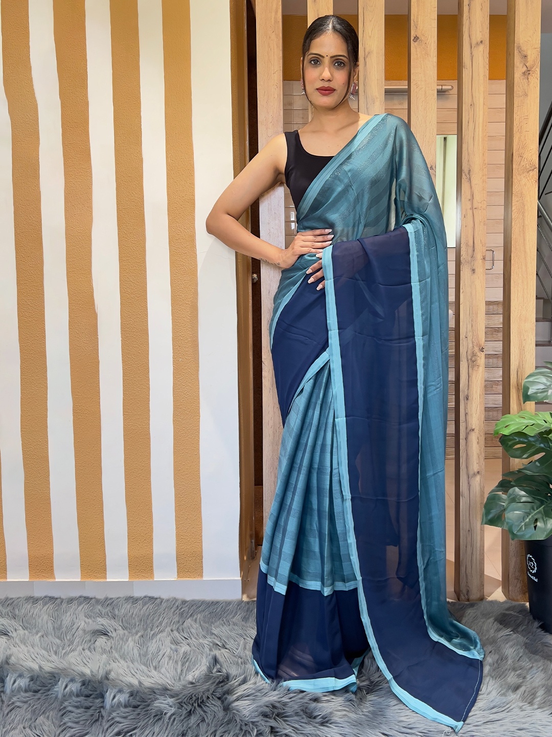 

Reeta Fashion Ombre Ready to Wear Saree, Sea green