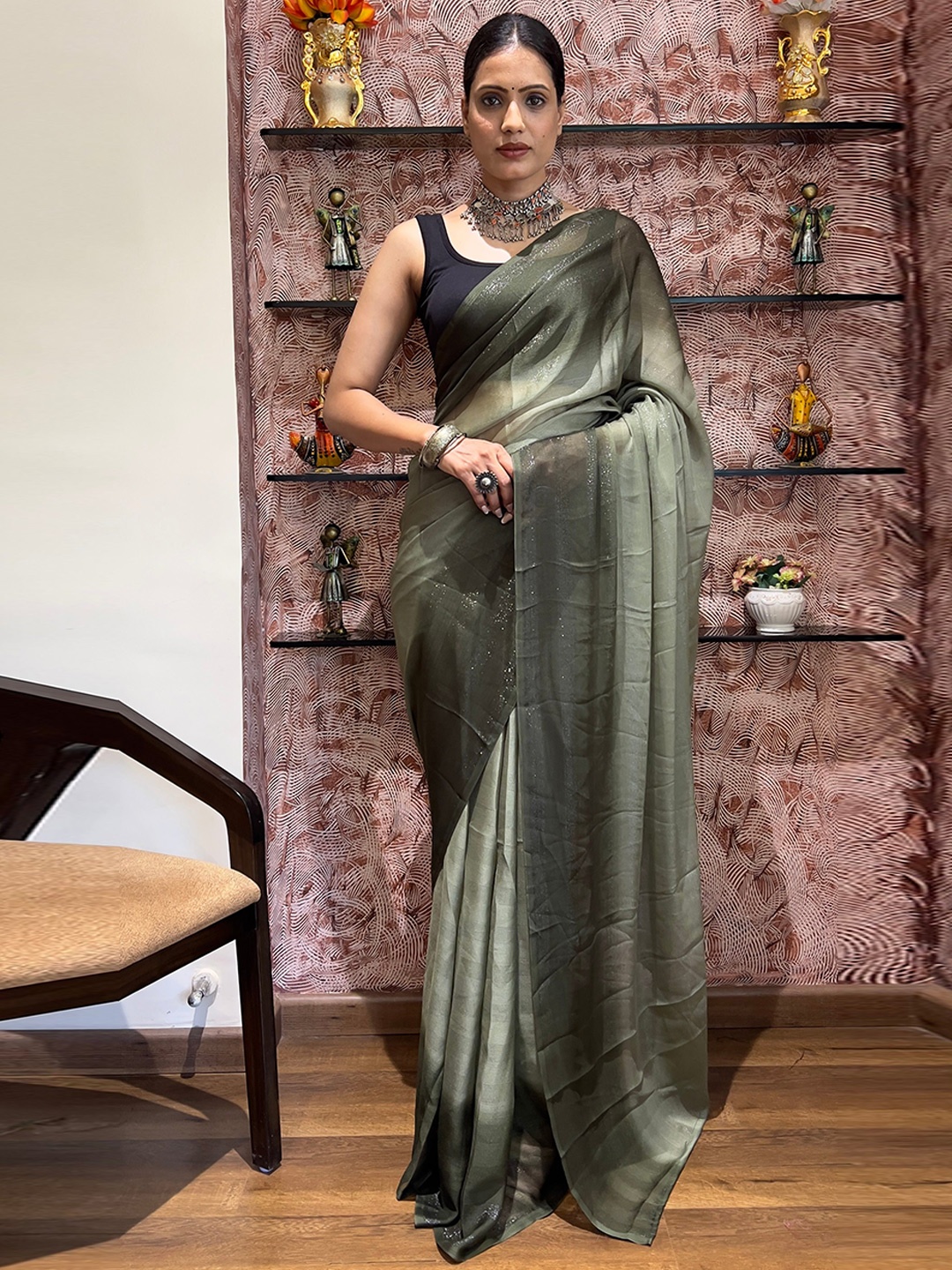

Reeta Fashion Ombre Ready to Wear Saree, Green
