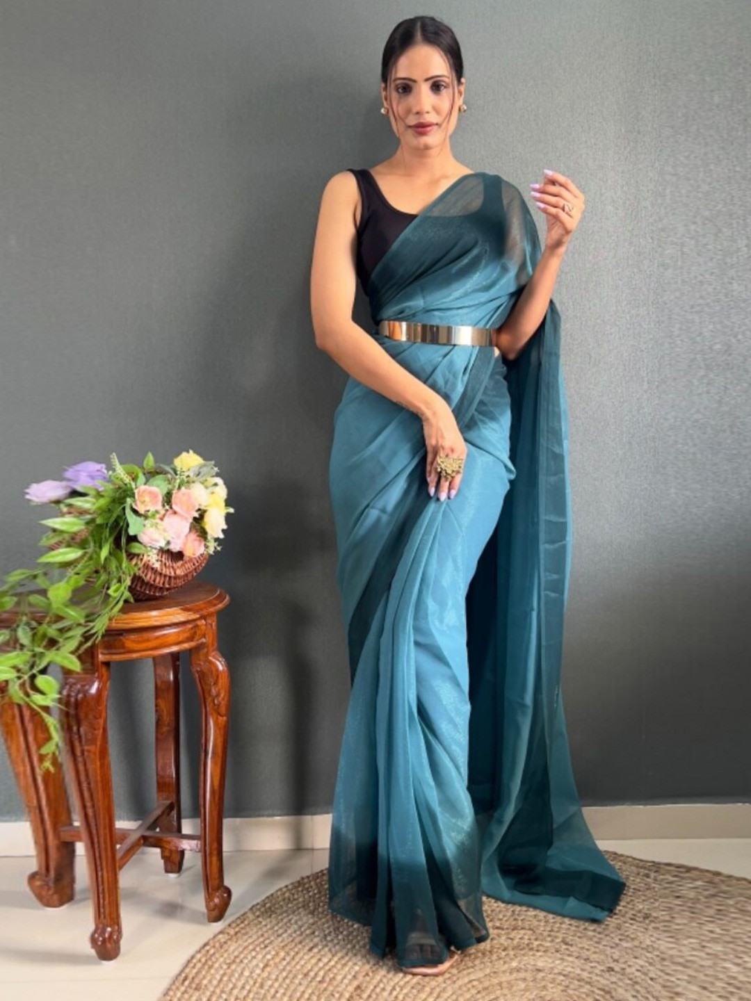 

Reeta Fashion Ombre Organza Ready to Wear Saree, Blue