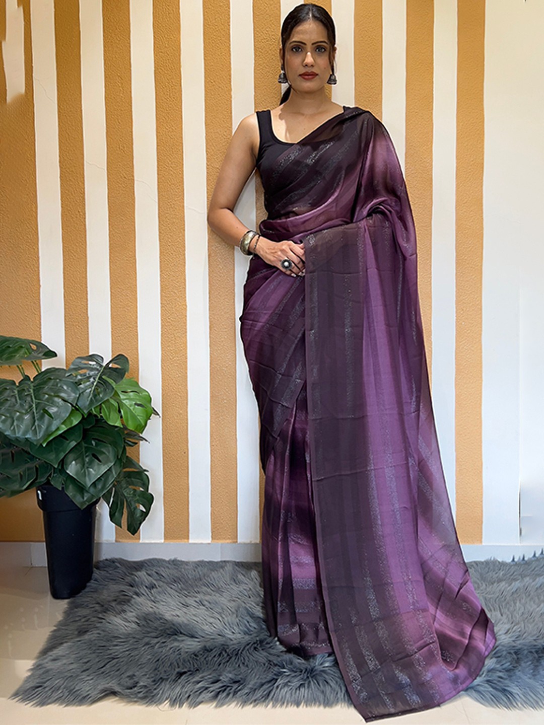 

Reeta Fashion Ombre Ready to Wear Saree, Purple