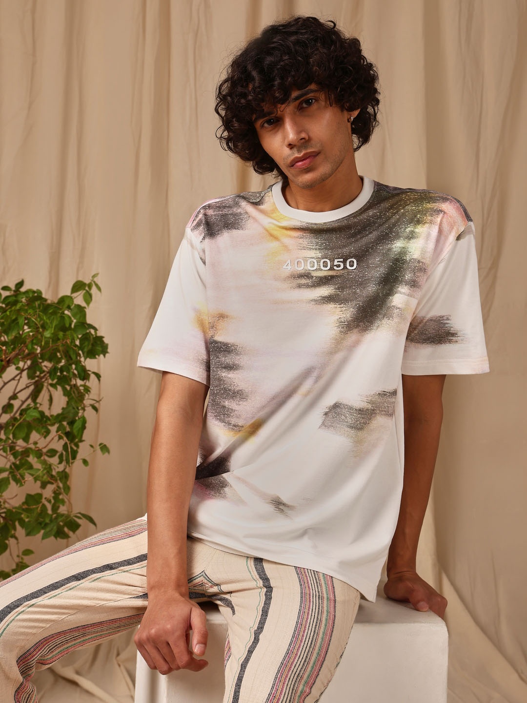 

4 TRIPLE O FIVE O BY MUFTI Men Printed T-shirt, White