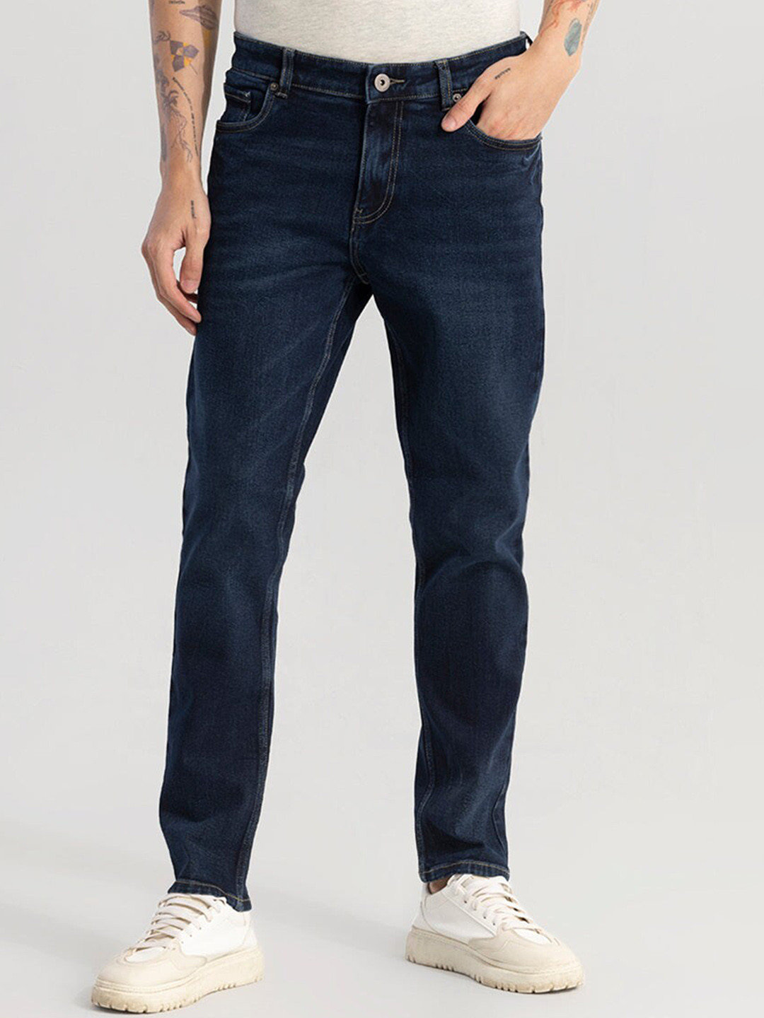 

Snitch Men Blue Slim Fit Clean Look Mid Rise Cotton Jeans