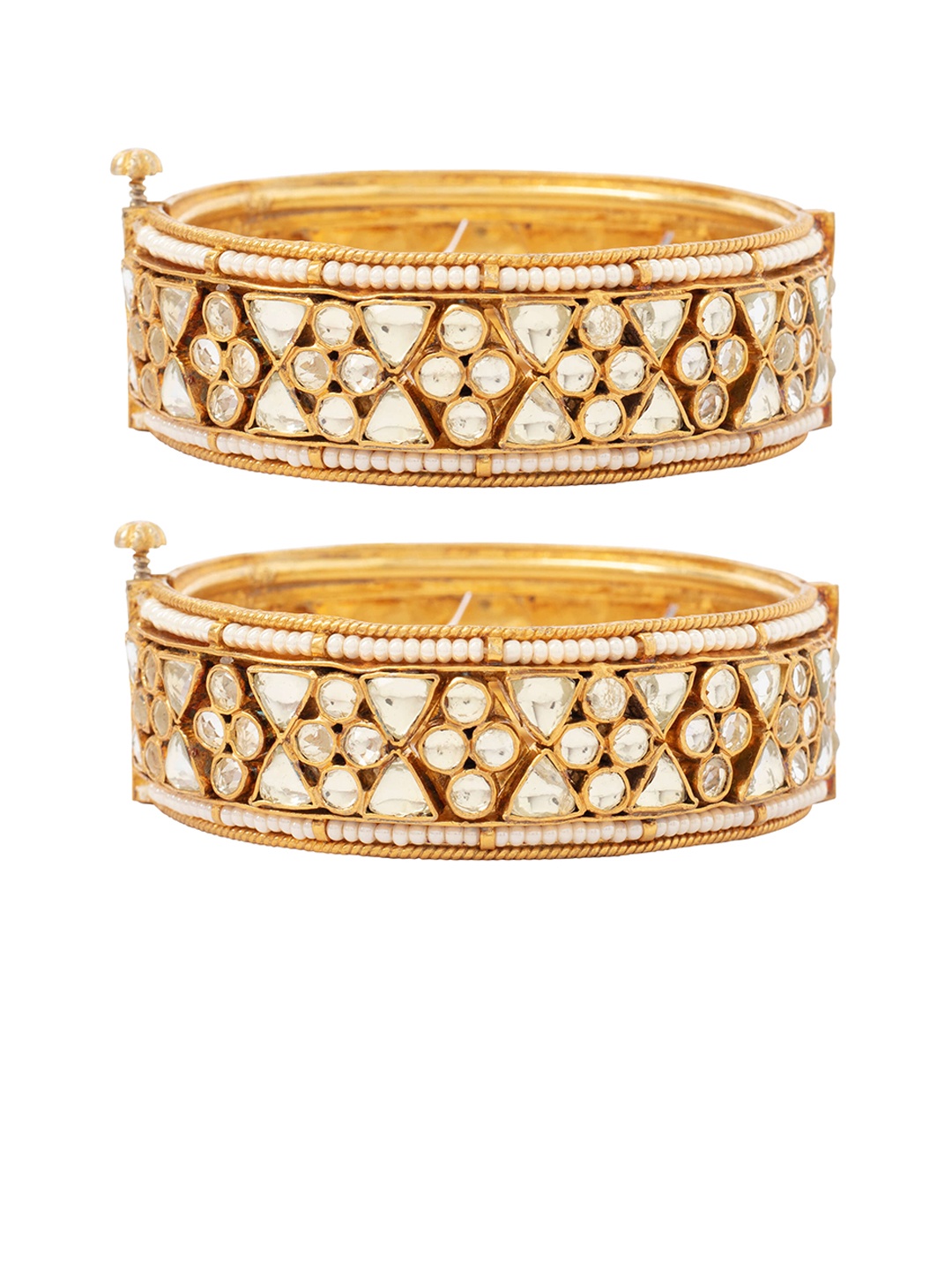 

Vivinia by Vidhi Set Of 2 Gold-Plated Kundan-Studded Beaded Polki Bangles
