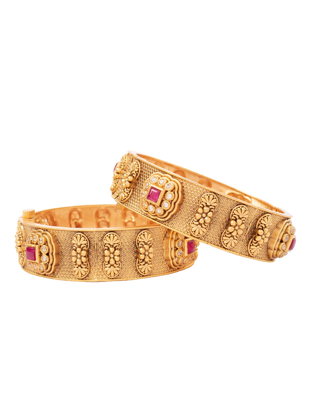 

Vivinia by Vidhi Set Of 2Gold Plated & Stone Studded Bangles, Gold