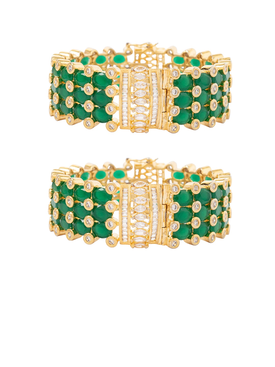 

vivinia BY VIDHI MEHRA MEHRA Set Of 2 Gold-Plated Kundan & Zircon -Studded Bangles