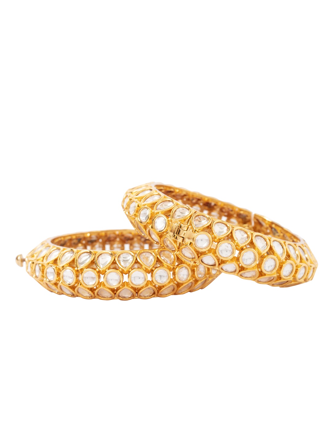 

vivinia BY VIDHI MEHRA Set Of 2 Gold Plated Kundan Studded Polki Bangles