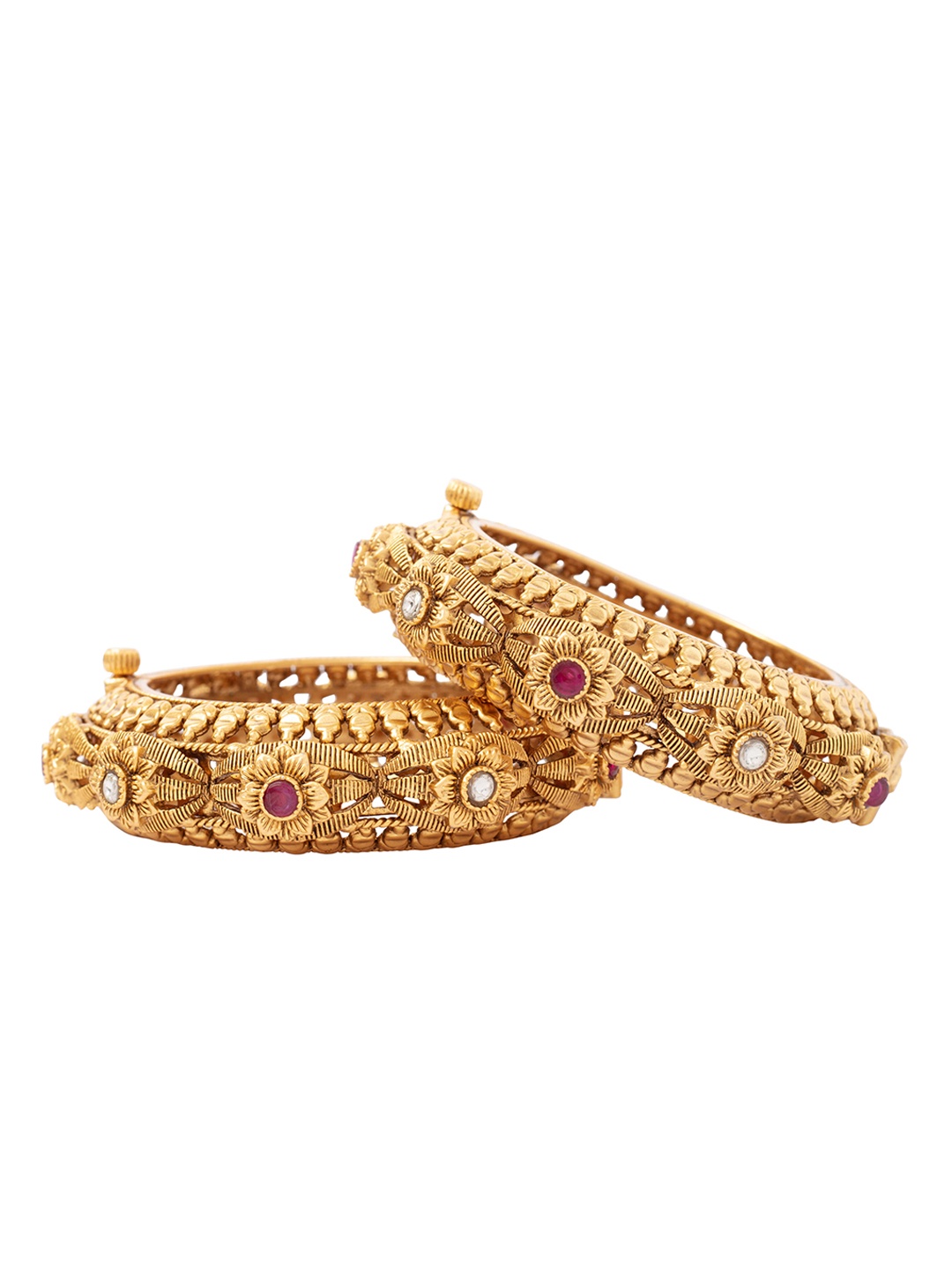 

Vivinia by Vidhi Set Of 2 Gold Plated Stone Studded Bangles