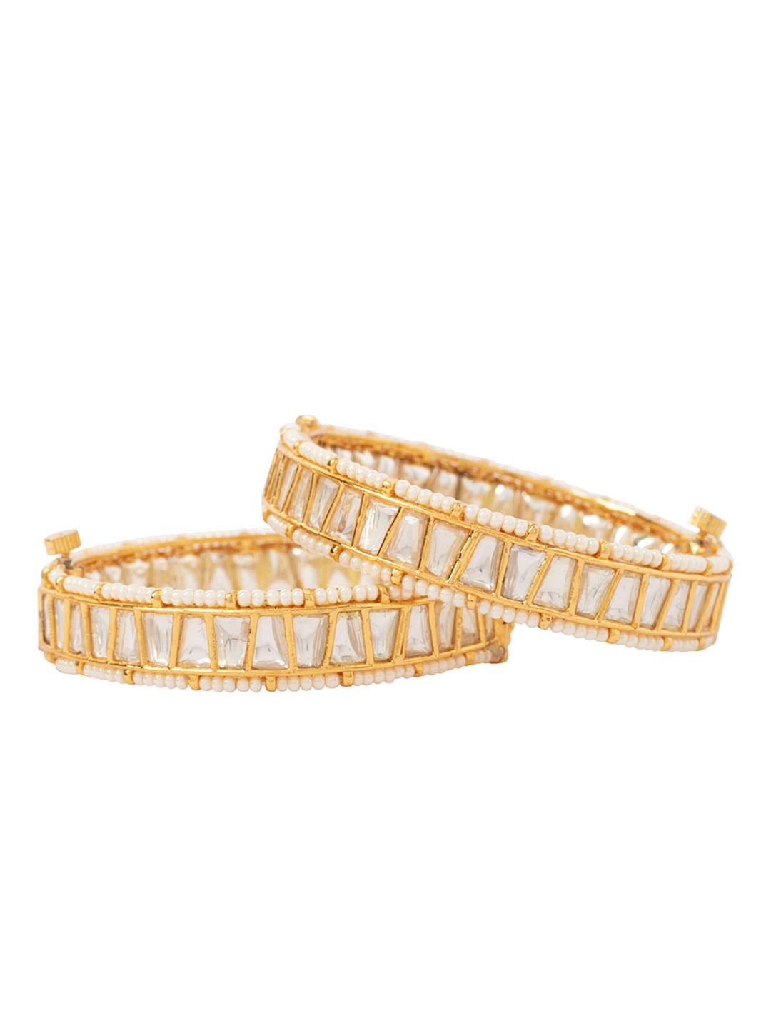 

Vivinia by Vidhi Set Of 2 Gold Plated Kundan Studded & Beaded Bangle