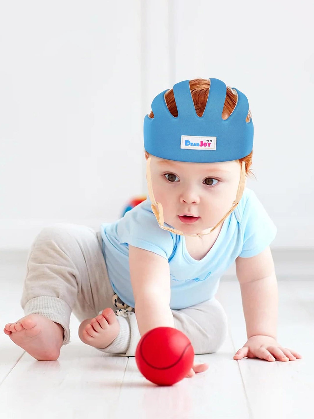 

DearJoy Kids Open Face Helmet With Corner Guard & Kneepads, Blue