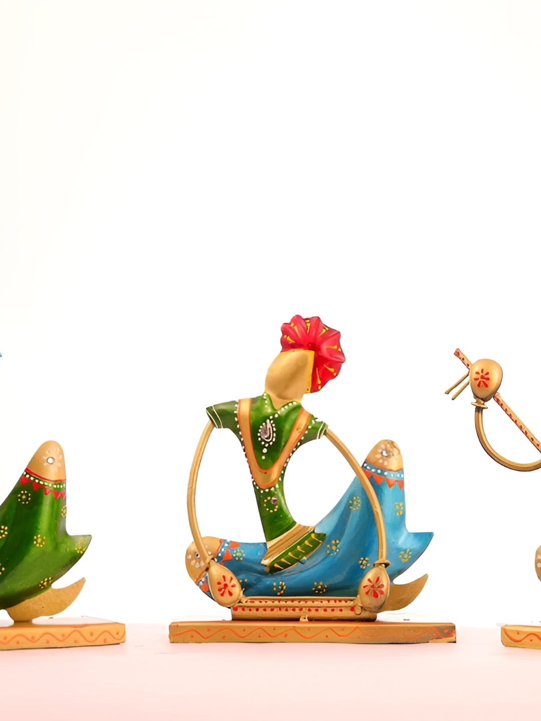 

SANKALAN CREATIONS Green & Yellow 3 Pcs Figurine Showpiece