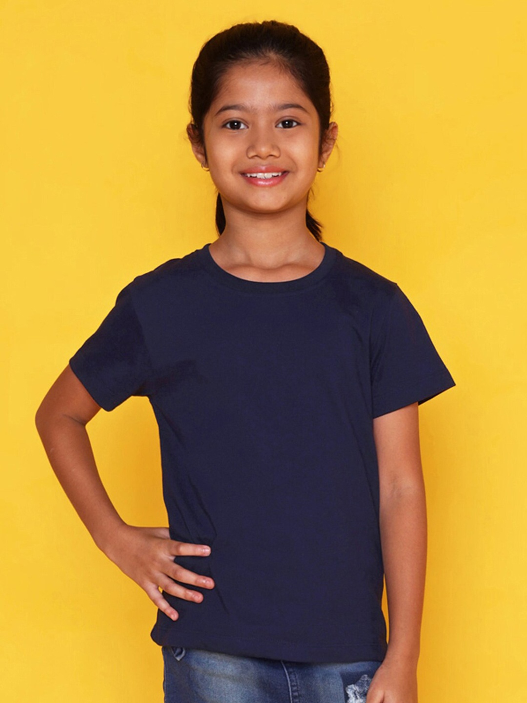

NUSYL Girls Round Neck Short Sleeve Cotton T-Shirt, Blue