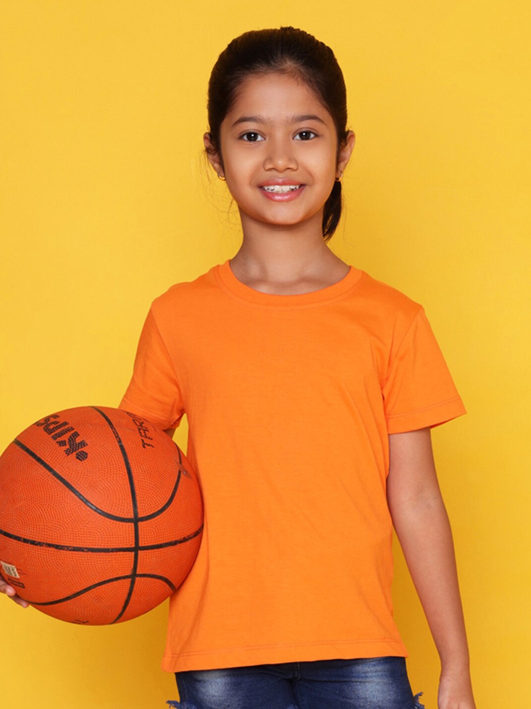 

NUSYL Girls Round Neck T-shirt, Orange