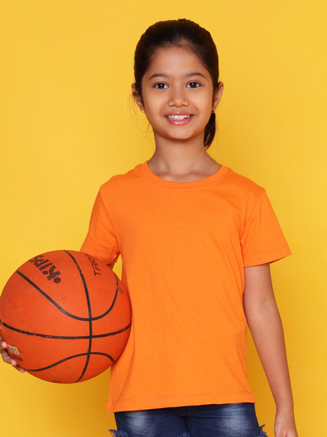 

NUSYL Girls Round Neck T-shirt, Orange