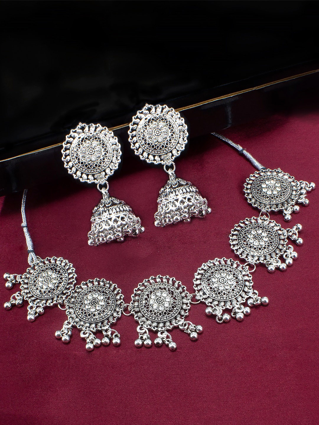 

PRIVIU Silver-Plated Cubic Zirconia Stone Studded Jewellery Set