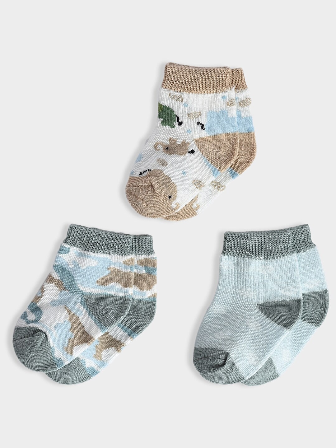 

MiArcus Infants Pack Of 3 Patterned Cotton Ankle Length Socks, White