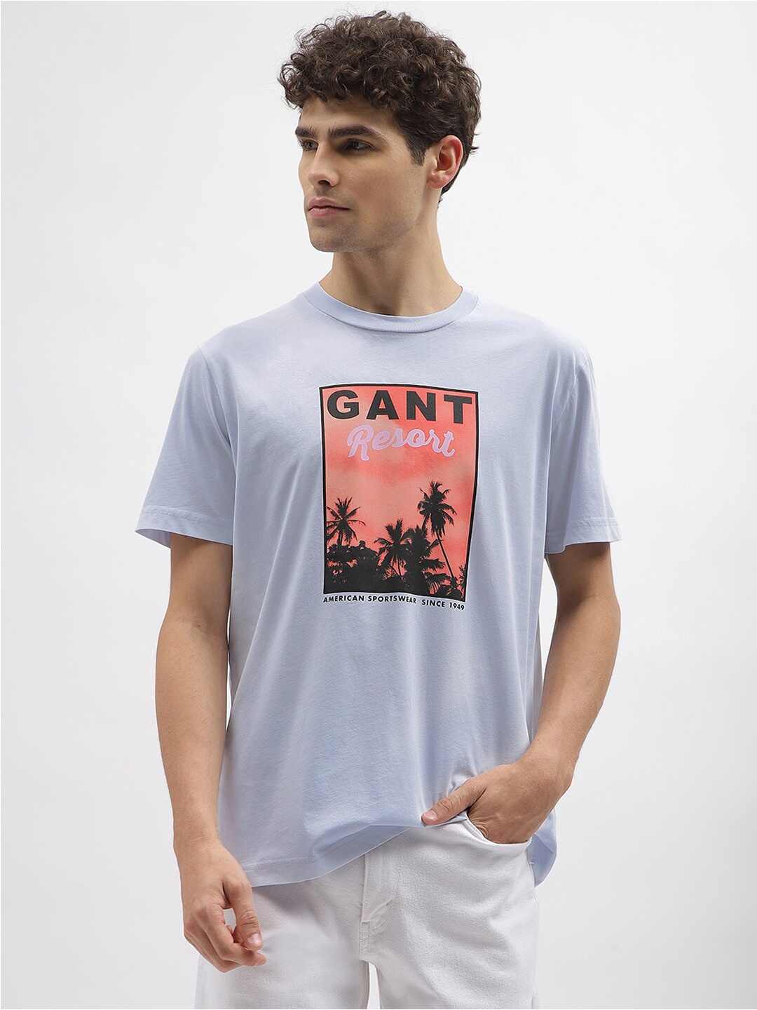 

GANT Relaxed Fit Graphic Print Round Neck T-shirt, Blue