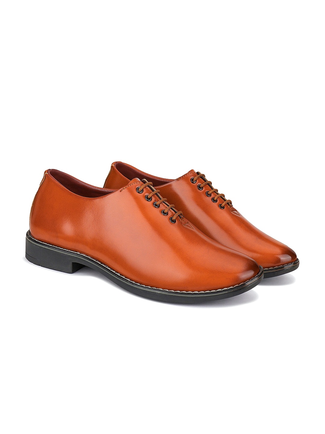 

BERSACHE Men Leather Formal Oxfords, Tan