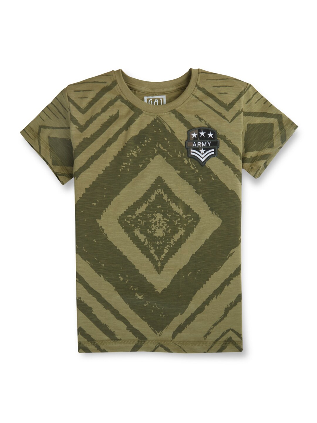 

Gini and Jony Boys Geometric Printed Cotton T-shirt, Olive