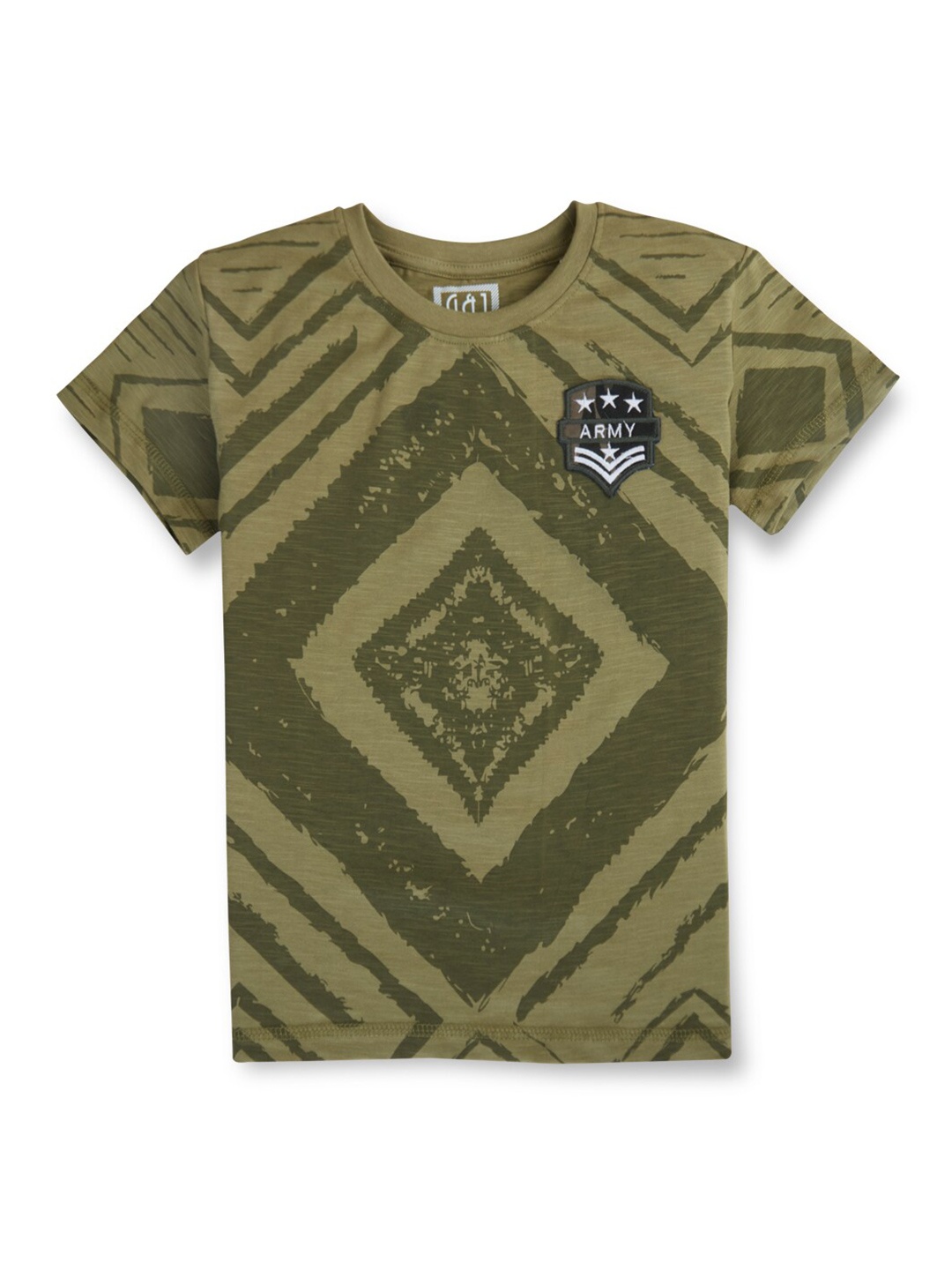 

Gini and Jony Boys Geometric Printed Cotton T-shirt, Olive