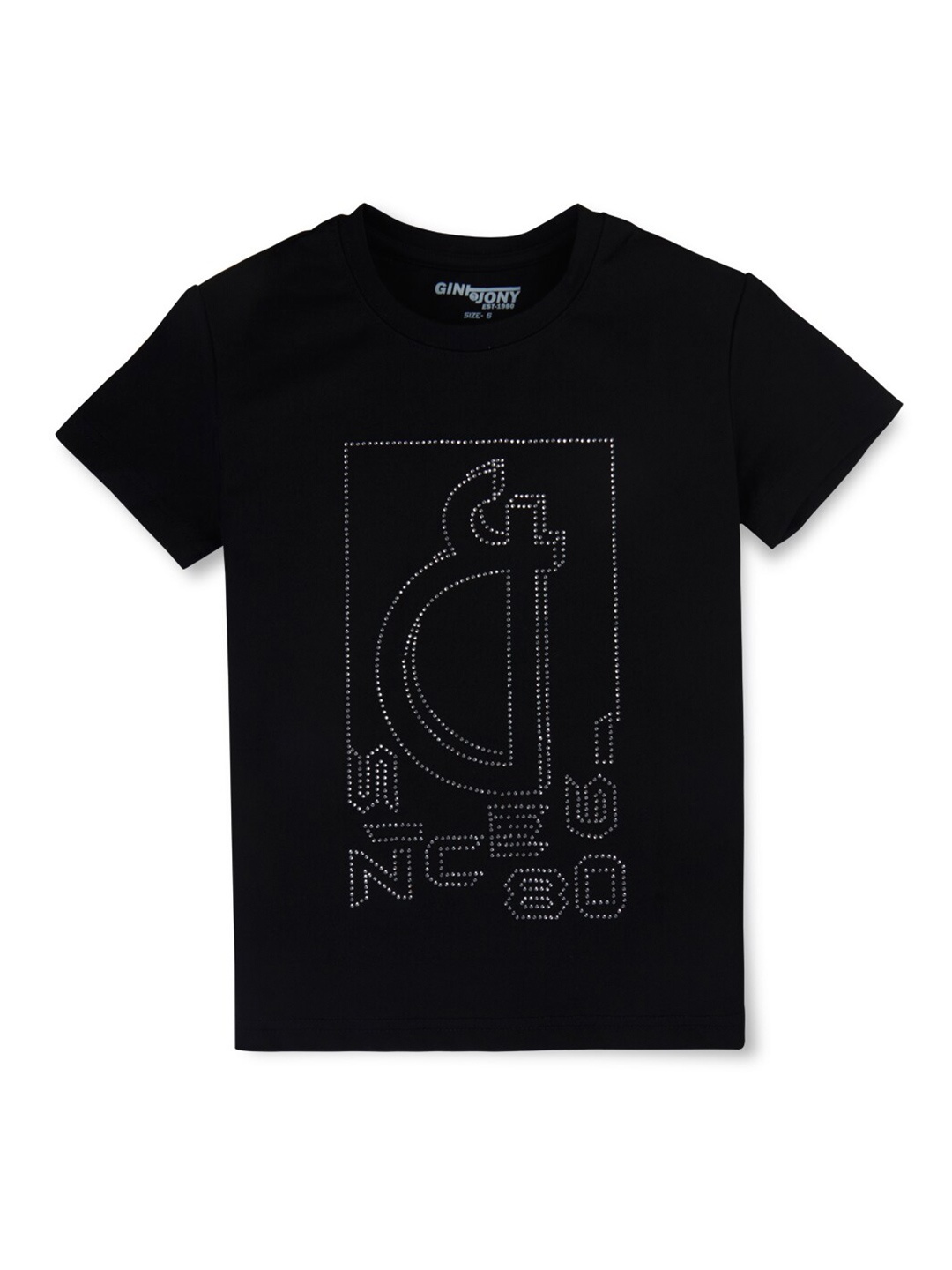 

Gini and Jony Boys Typography Printed Round Neck Short Sleeves Cotton T-shirt, Black