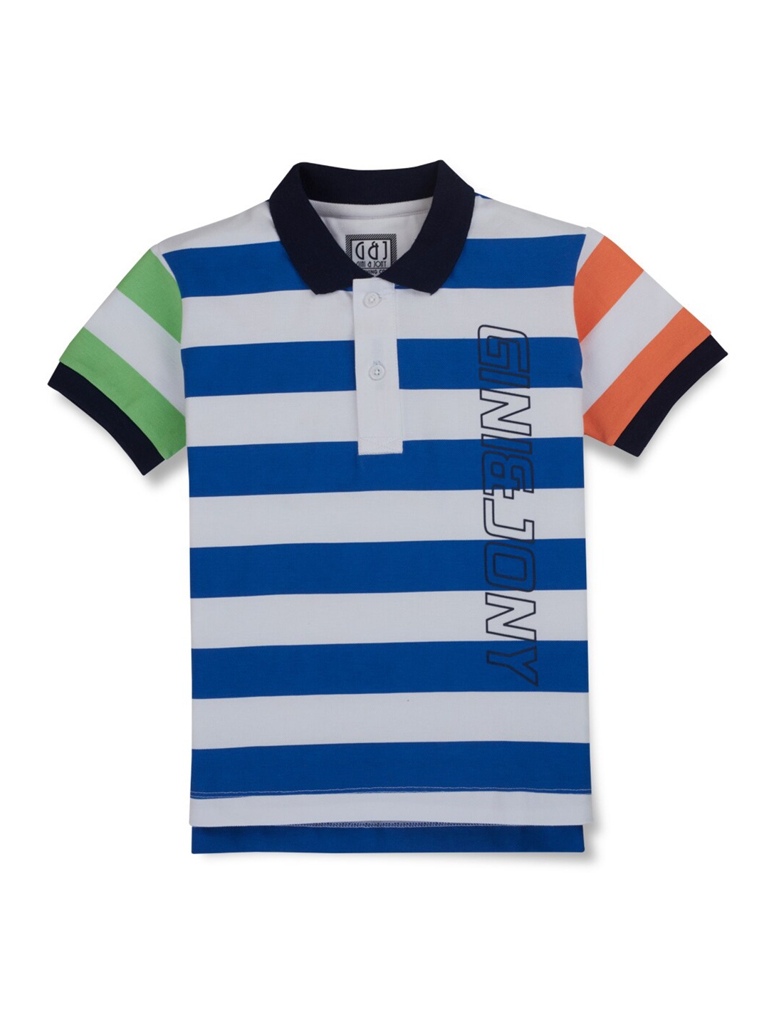 

Gini and Jony Infant Boys Striped Polo Collar Cotton T-shirt, White