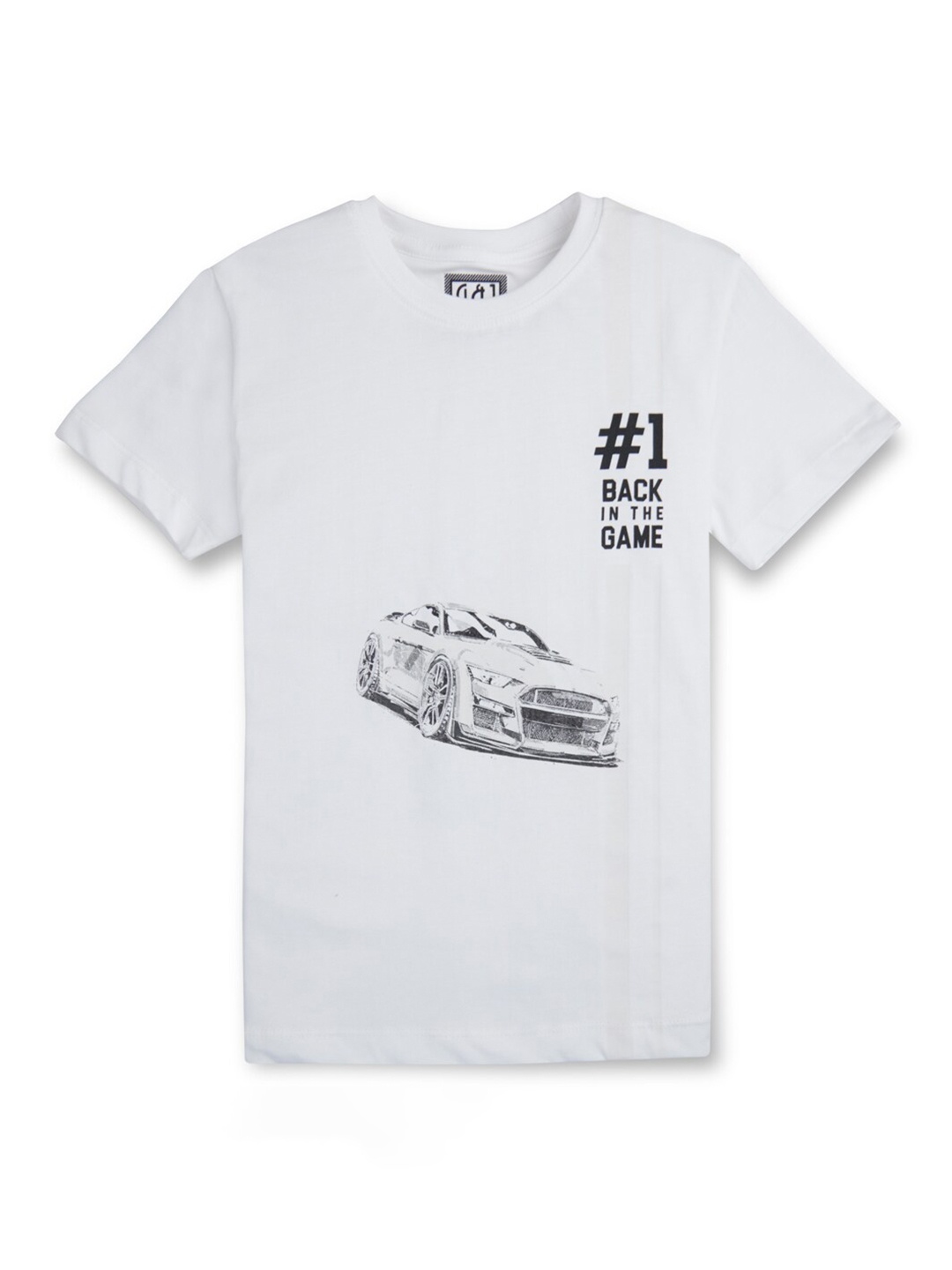 

Gini and Jony Boys Graphic Printed Cotton T-shirt, White