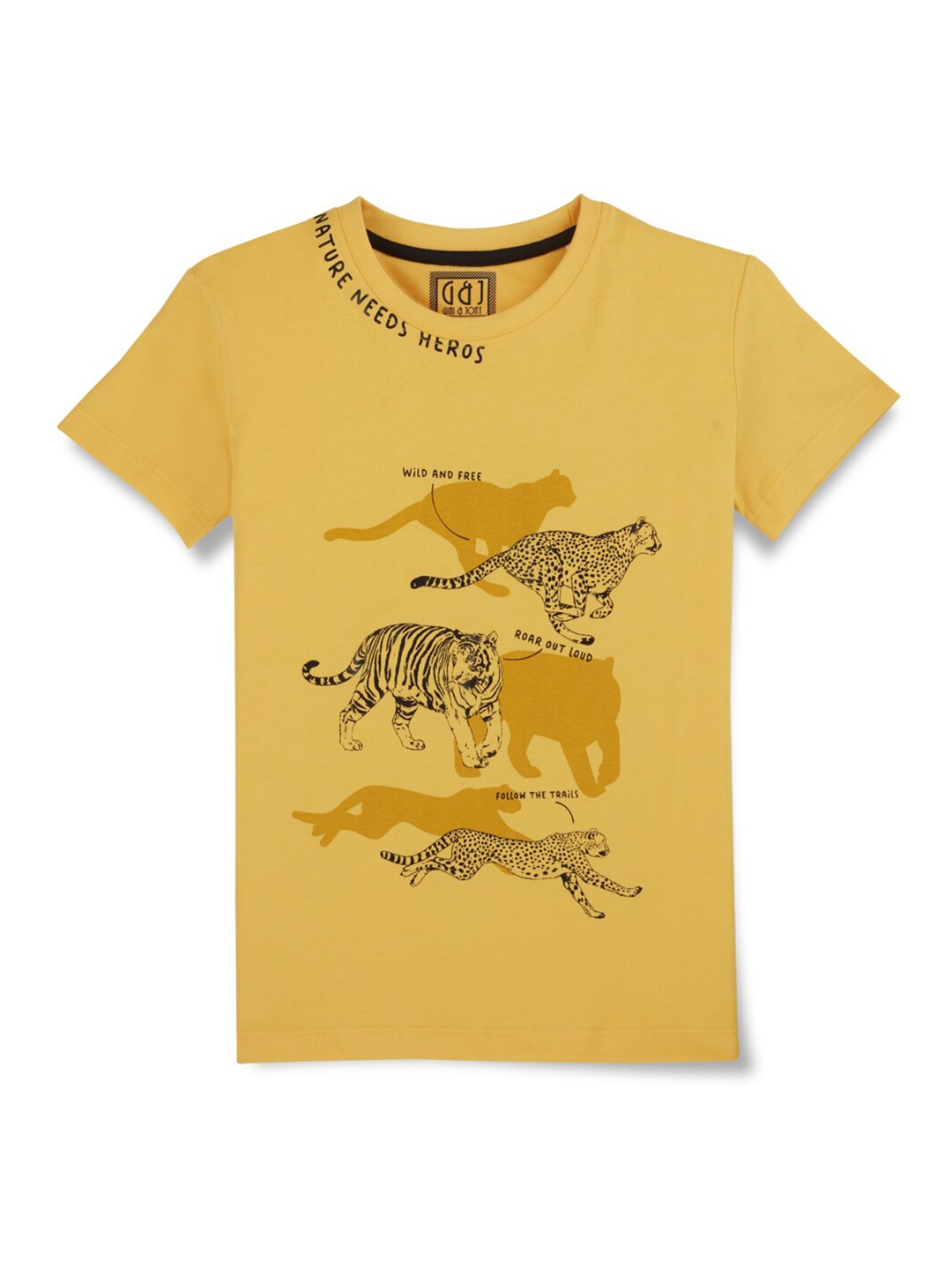 

Gini and Jony Boys Graphic Printed Cotton T-shirt, Yellow