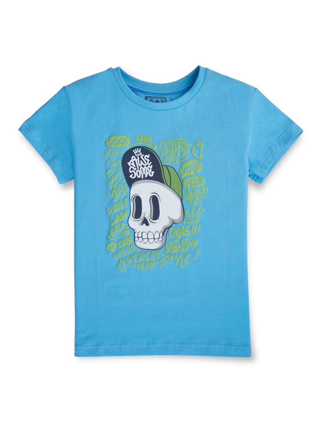 

Gini and Jony Boys Graphic Printed Cotton T-shirt, Blue