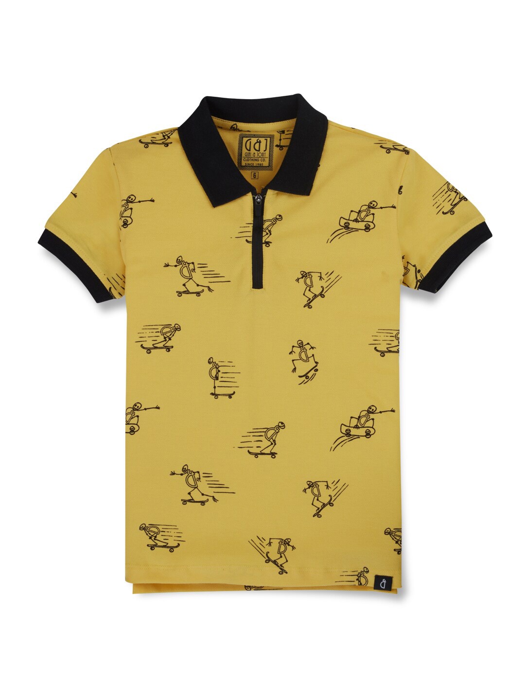 

Gini and Jony Boys Conversational Printed Polo Collar Cotton T-shirt, Yellow