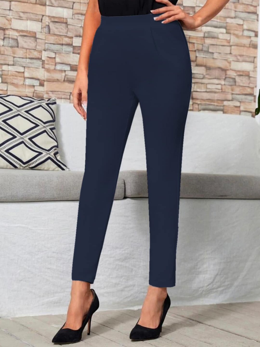 

Dream Beauty Fashion Women Easy Wash Regular Trousers, Navy blue