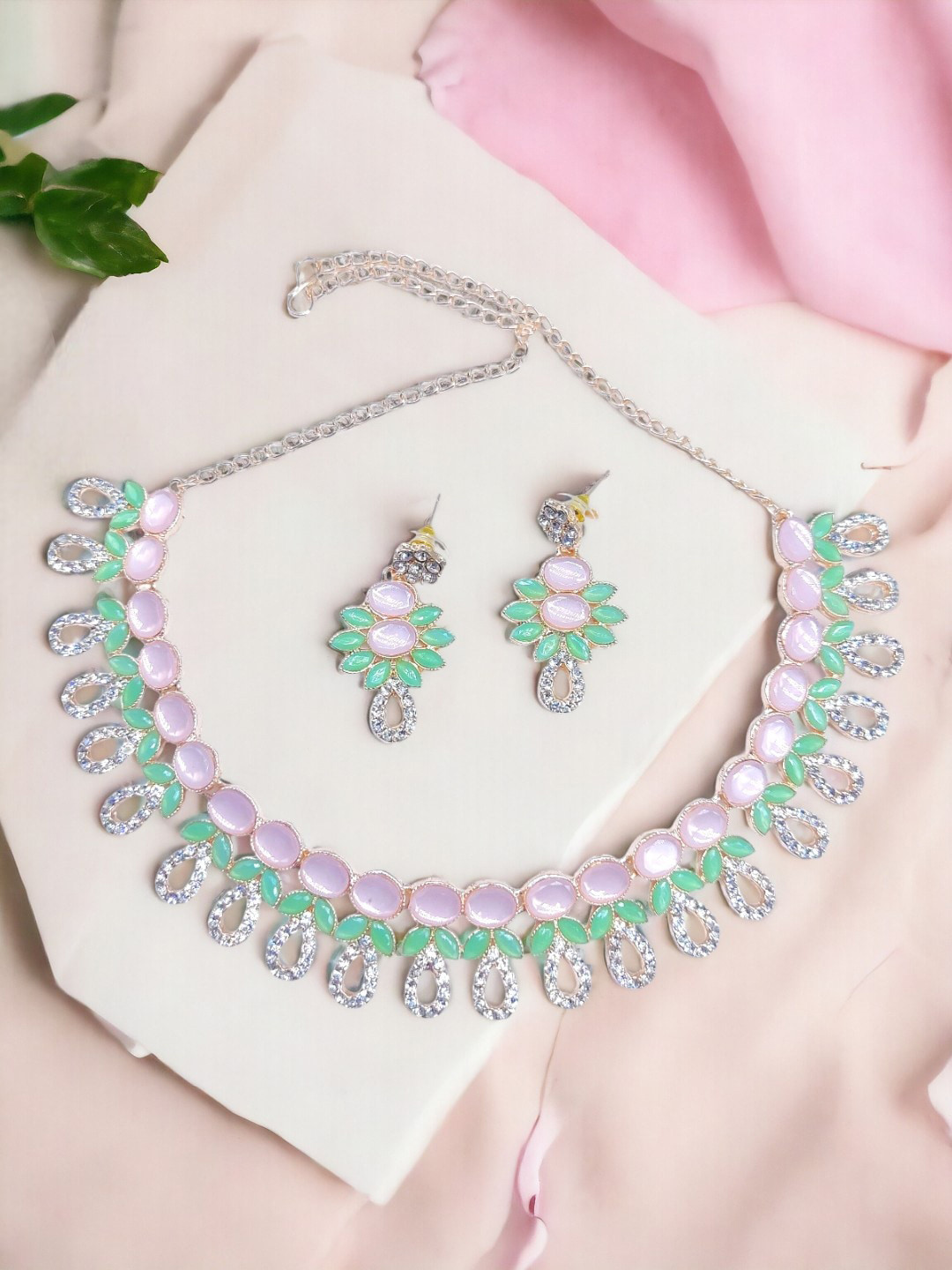 

AccessHer Gold Plated Stone Studded Jewellery Set