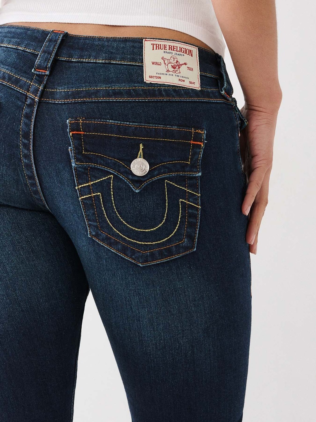 

True Religion Single Needle Joey Solid Bootcut Fit Low Rise Jeans, Blue