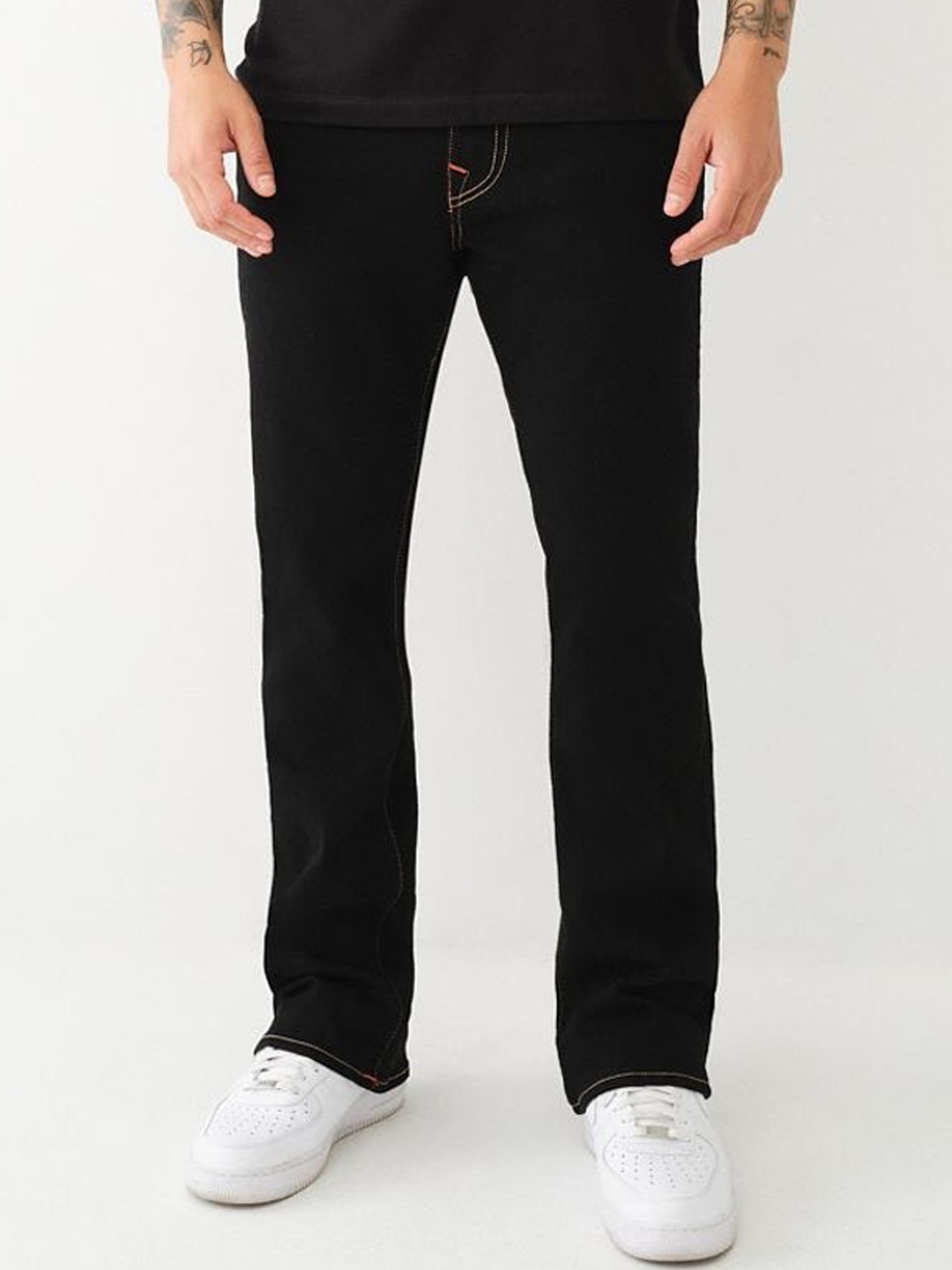 

True Religion Single Needle Billy Solid Bootcut Mid Rise Jeans, Black