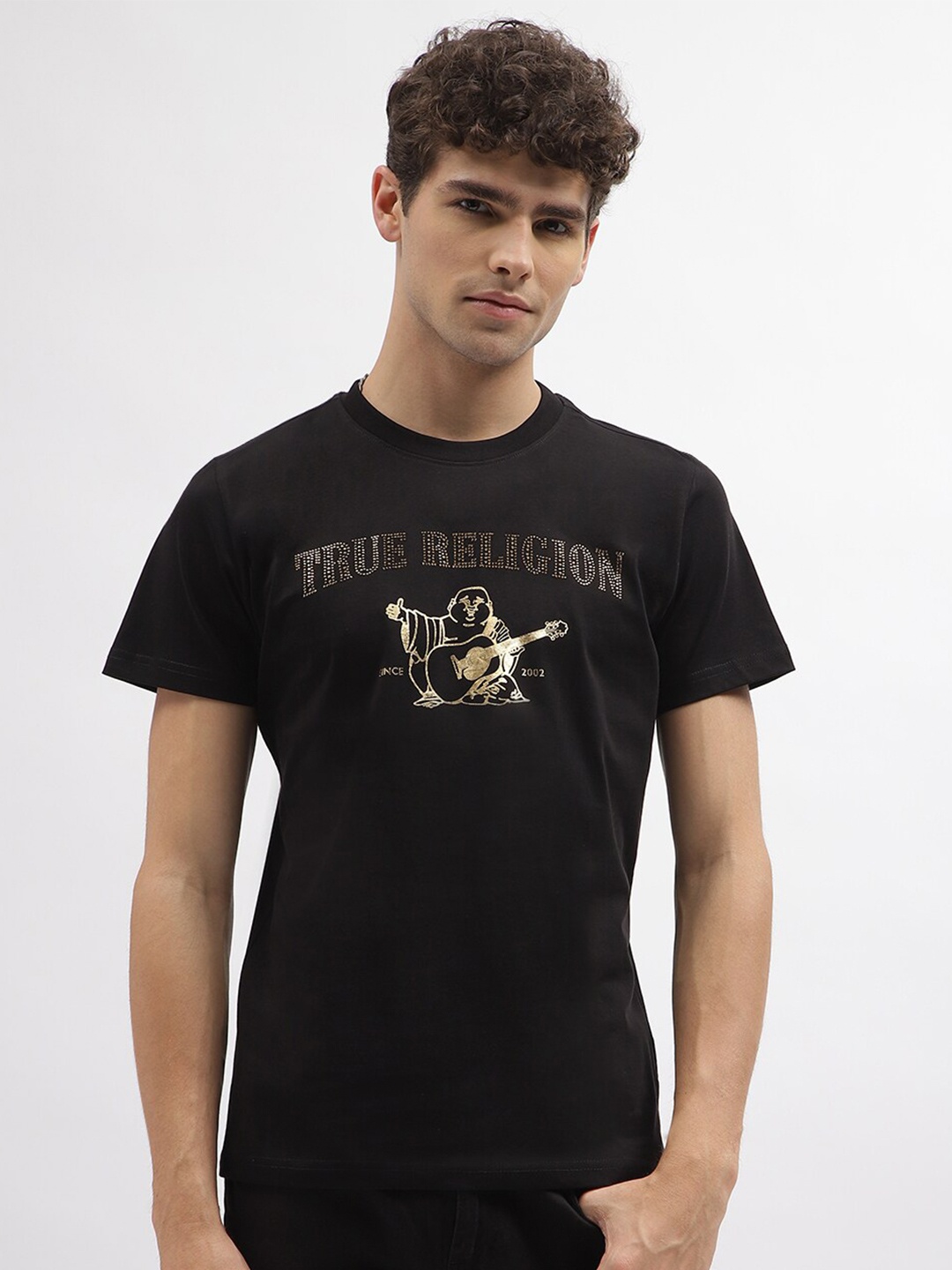 

True Religion Graphic Printed Pure Cotton T-Shirt, Black