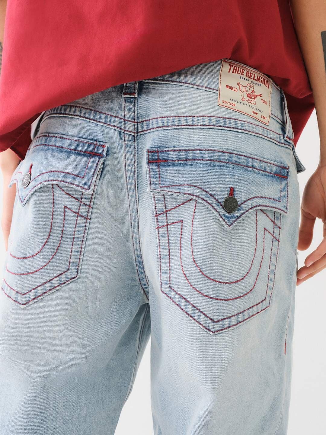 

True Religion Single Needle Bobby Oversize Mid Rise Solid Jeans, Blue
