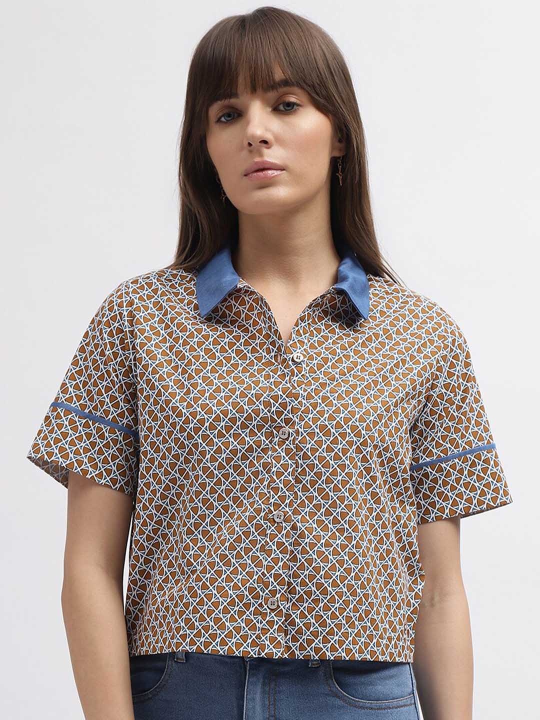 

Iconic Geometric Printed Casual Shirt, Brown