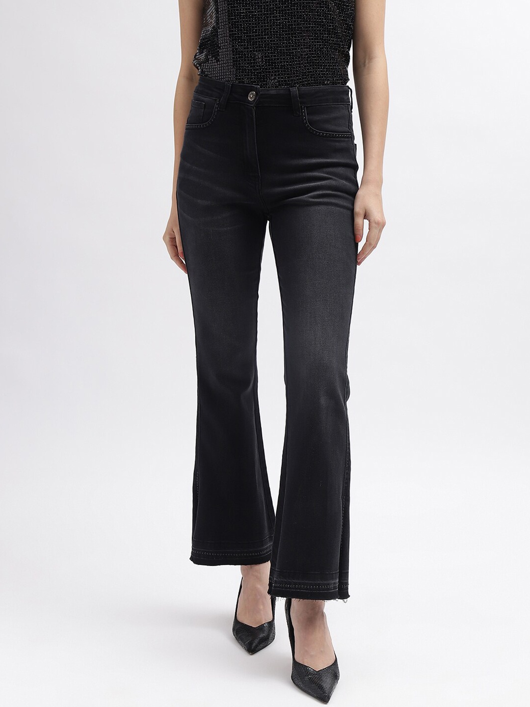 

ELLE Women Bootcut Stretchable Jeans, Black