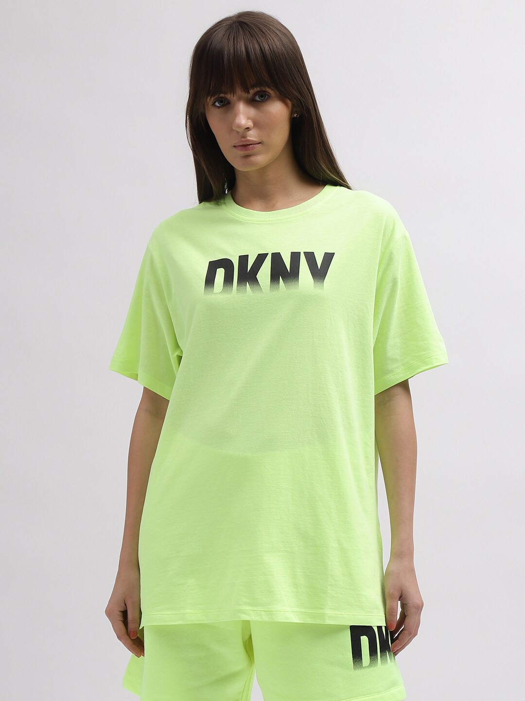 

DKNY Typography Printed Pure Cotton T-shirt, Green