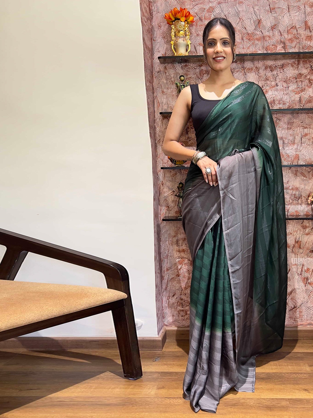 

Mitera Ombre Ready to Wear Saree, Green